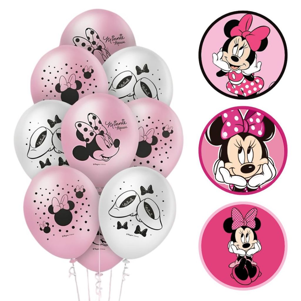 25~125 Balao Latex Redondo 9 pol. Minnie Mouse Rosa Regina — Informática