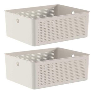2x Cesto 12L Organizador Ou Flow Bege 13cm X 27cm X 34cm
