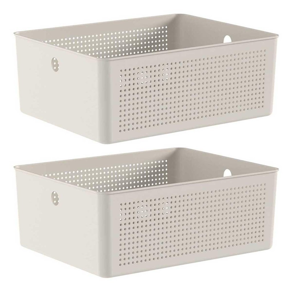 2x Cesto 12L Organizador Ou Flow Bege 13cm X 27cm X 34cm