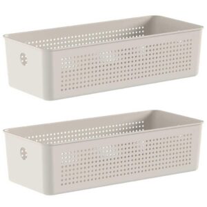 2x Cestos 4,5L Organizador OU Flow Bege 9cm x 15cm x 34cm