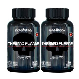 2x Thermo Flame Termogenico 120 Tabletes Black Skull Caveira Preta