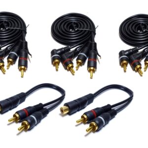 3 Cabos Rca 1,5 Metro mais 2 Y 2M1F Processador Crossover Banhado a
