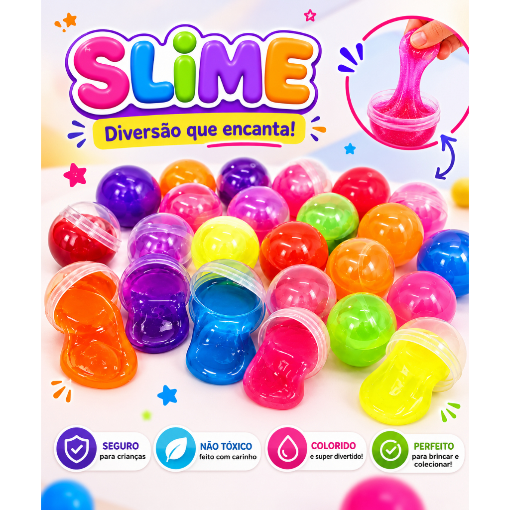 30 Geleca Slime Amoeba Para Kit Festa Infantil Lembrancinha