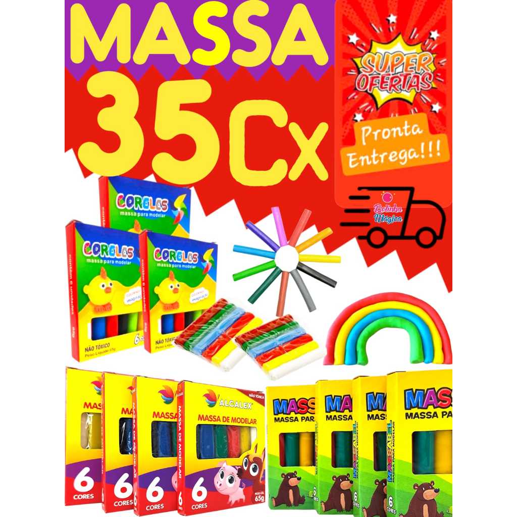 35 Cxs De Massinha De Modelar Kit Festa Infantil Para Lembrancinha