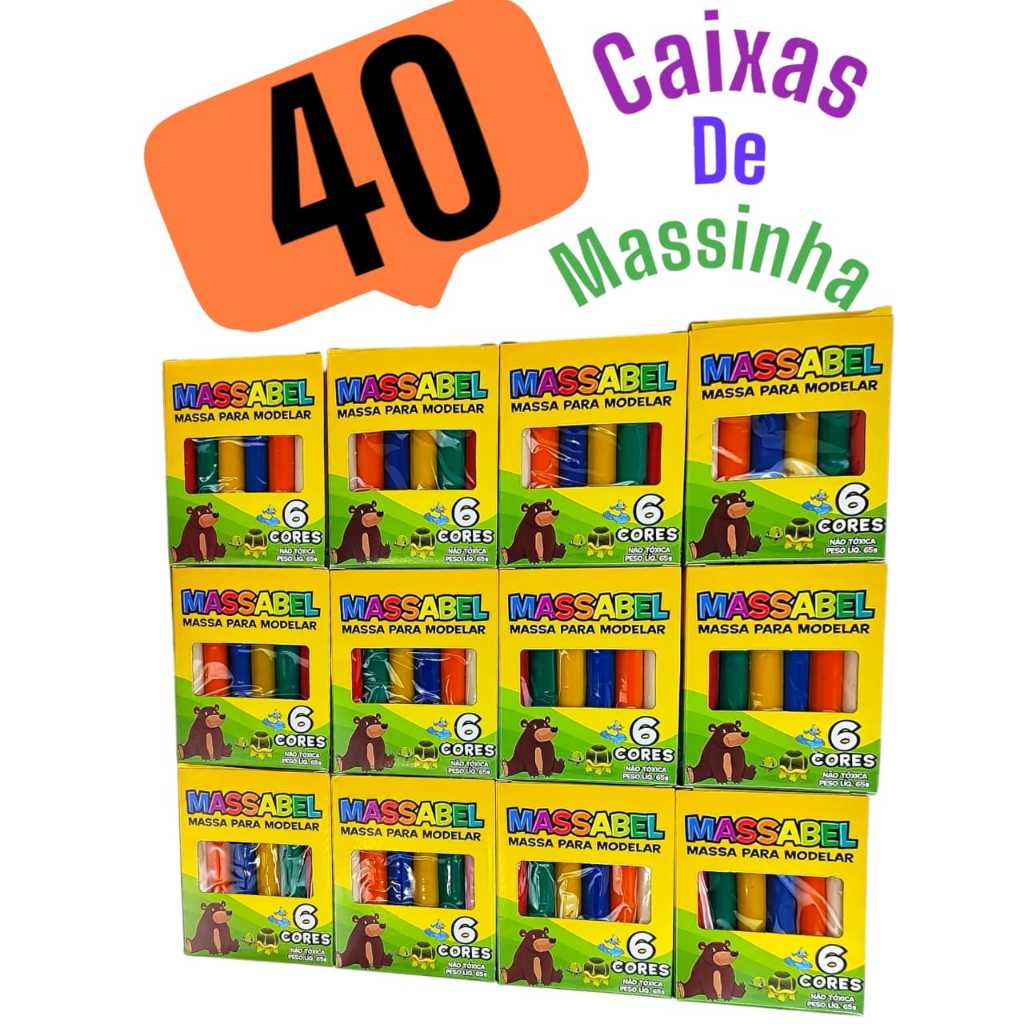 40 Caixas De Massinha De Modelar Colorida Infantil Lembrancinha Kit