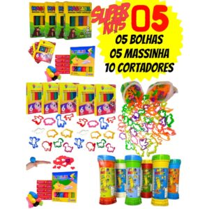 5 Caixas Massinha de Modelar 5 Bolha de Sabao 10 Molde Cortador