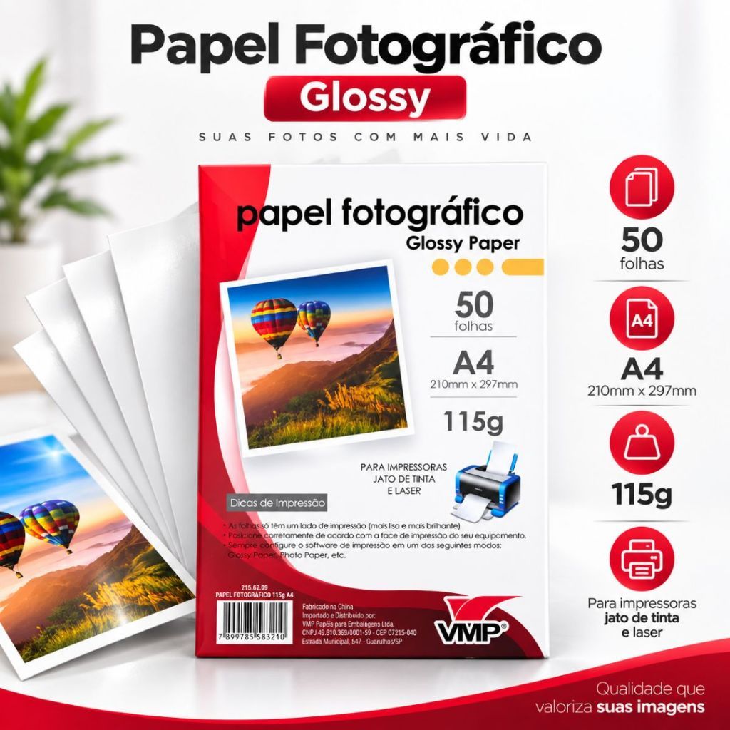 50 100 Folhas Papel Fotográfico Branco 115g Papel Impressão Foto A4