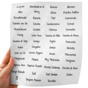 50 Adesivos Para Pote Organizador Tempero Mantimento Condimento Fundo
