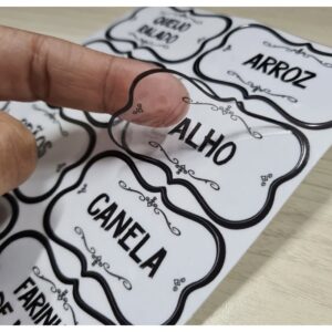 50 Adesivos Vinil Transparente Organizadores Temperos 5X3CM