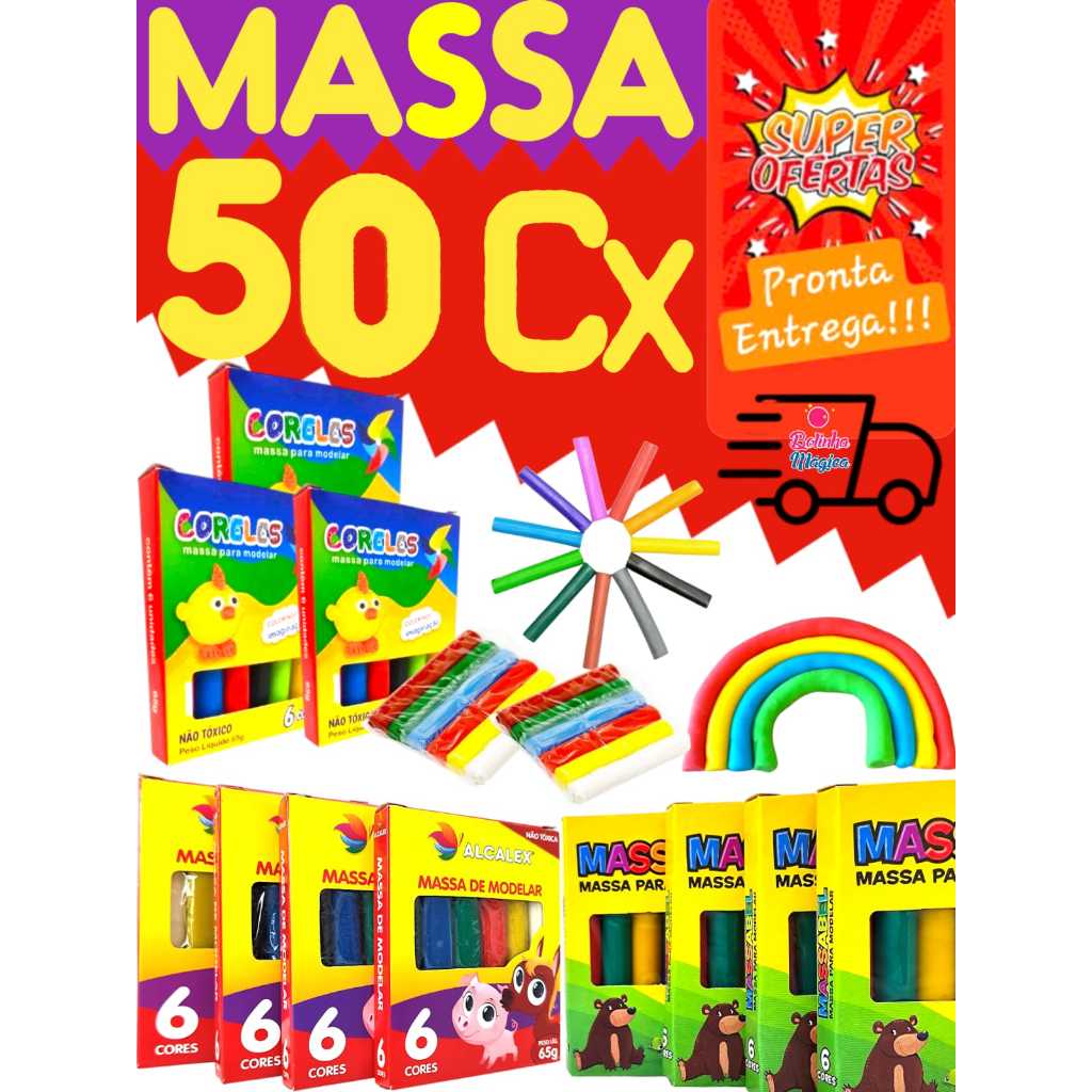 50 Cxs De Massinha De Modelar Kit Festa Para Lembrancinha Aniversario — Brinquedos