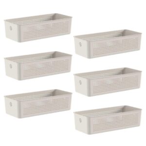 6x Cestos 4,5L Organizador OU Flow Bege 9cm x 15cm x 34cm
