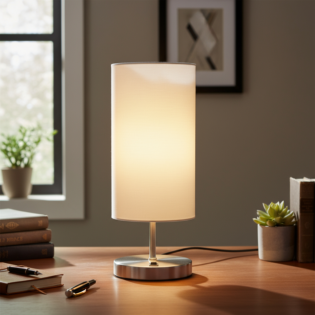 Abajur Luminária de Mesa Redondo Com Interruptor Com Cúpula algodão