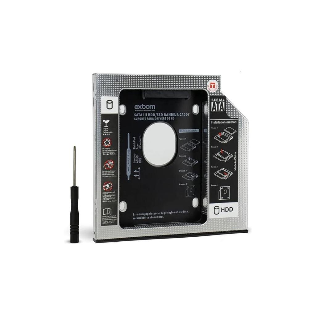 Adaptador Caddy para HD SSD 9.5mm Exbom — Informática