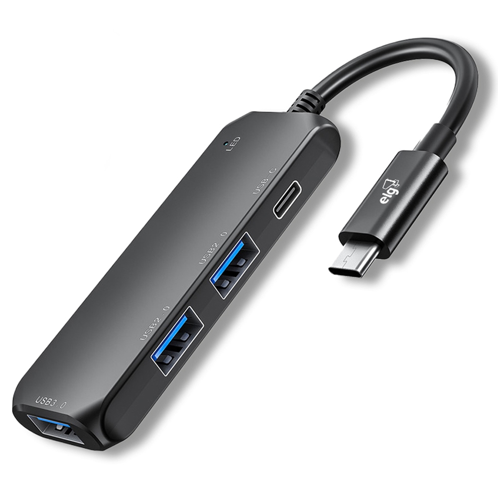 Adaptador Hub Usb-C 4 em 1 Elg HUB41C 3x Transferência até 5Gbps