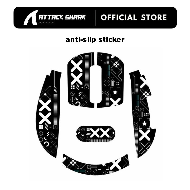 Adesivo Antiderrapante Attack Shark Mouse Preto E Branco — Informática