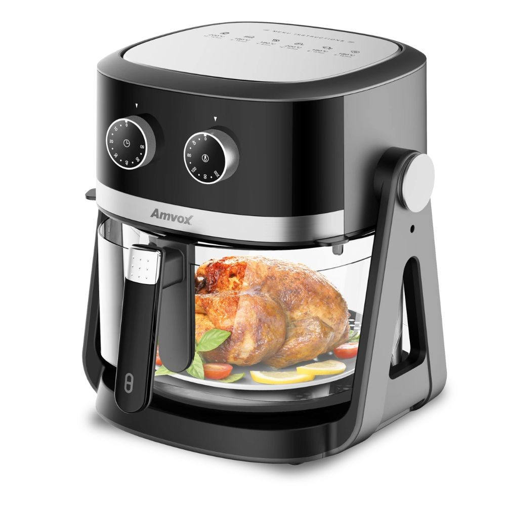 Air Fryer e Fogão Elétrico 2 em 1 Amvox Arf 1150 1500W 5L Preto Prata