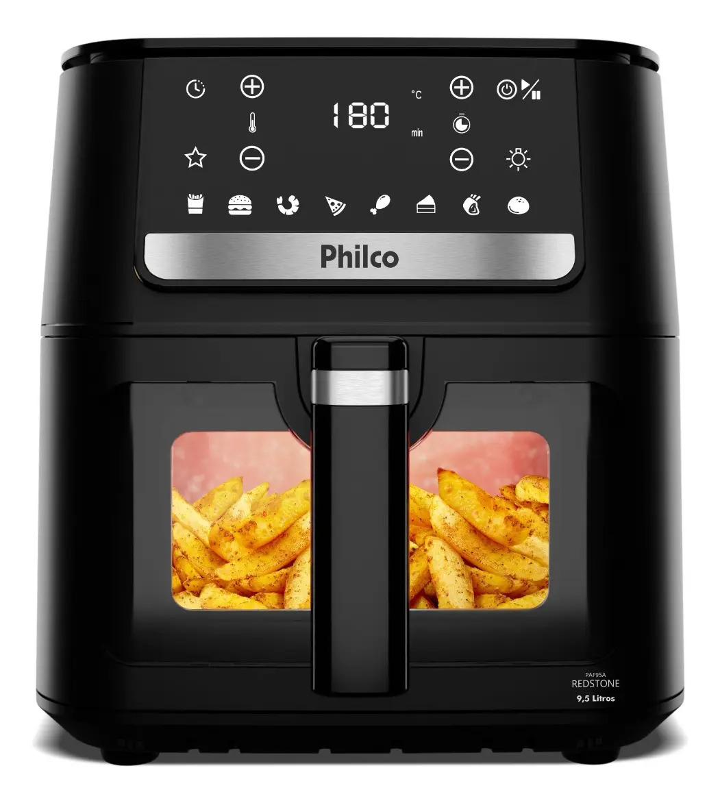 Air Fryer Philco 9,5L Visor Glass Redstone 1800W PAF95A — Eletroportáteis