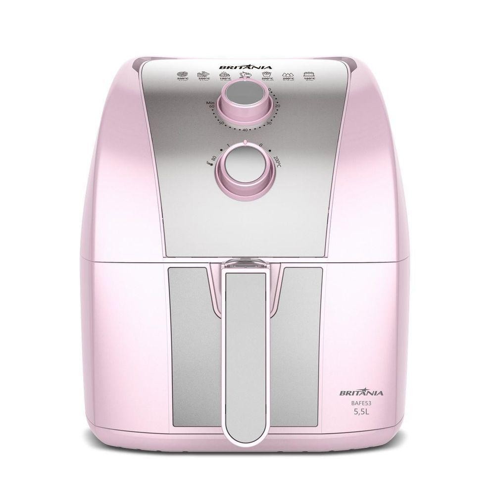 Air Fryer Rosa Britânia 5,5L Sem Óleo 1500W 110V — Cozinha e Utensílios