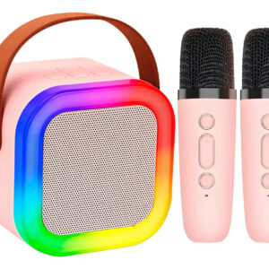 Alto-falante de karaokê Alto-falante com luzes 2 microfones Bluetooth — Áudio e Fones