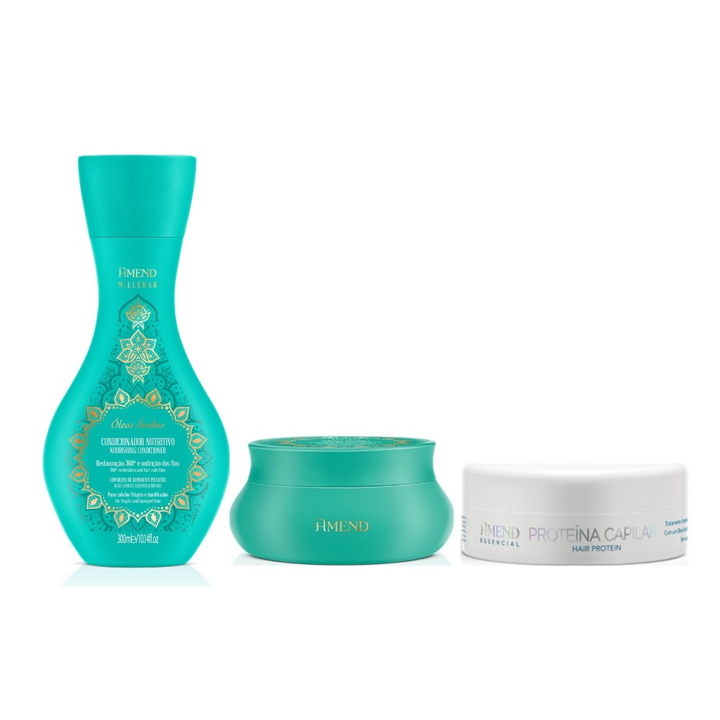 Amend Kit Millenar Óleos Árabes Shampoo 300ml Máscara 300g Proteína — Cabelos
