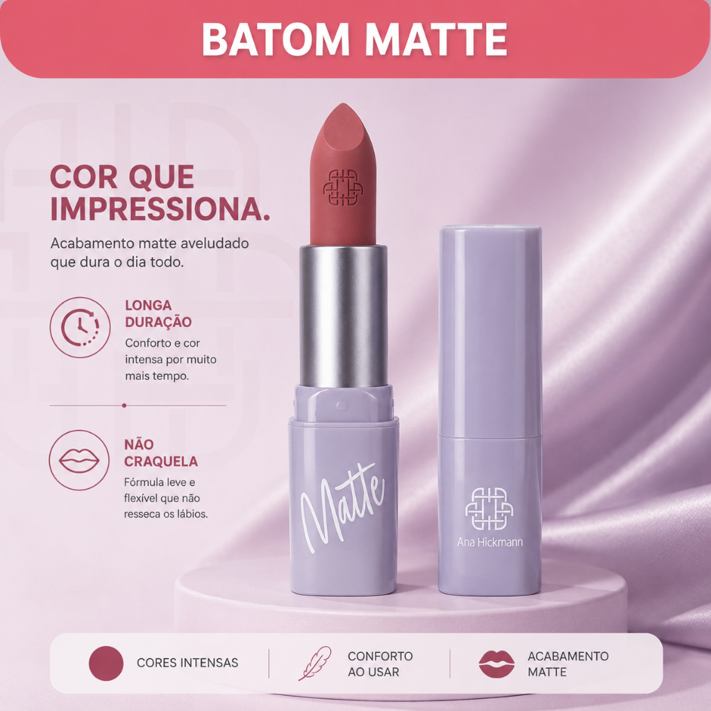 Ana Hickmann Batom Matte Hortência de Longa Duração com Alta