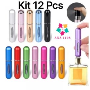 ANA1108 Kit 12 Pcs Porta Perfume Recarregavel Portatil Spray 5ml