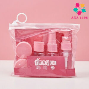 ANA1108 Kit Mini Rosa Frascos para Viagem Organizador Shampoo