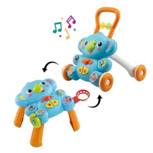 Andador Bebê Empurrar 2 em 1 Mesa de Atividades Musical Brinquedo