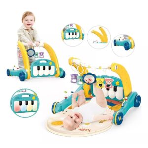 Andador Piano 2 em 1 Empurrador e Tapete Musical Infantil Brinquedos