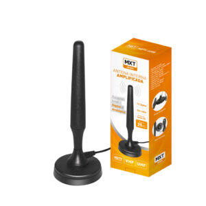 Antena Digital Interna Mxt Vhf Uhf 20dB 25dB Cabo 5m Bivolt Conector F — TV e Vídeo