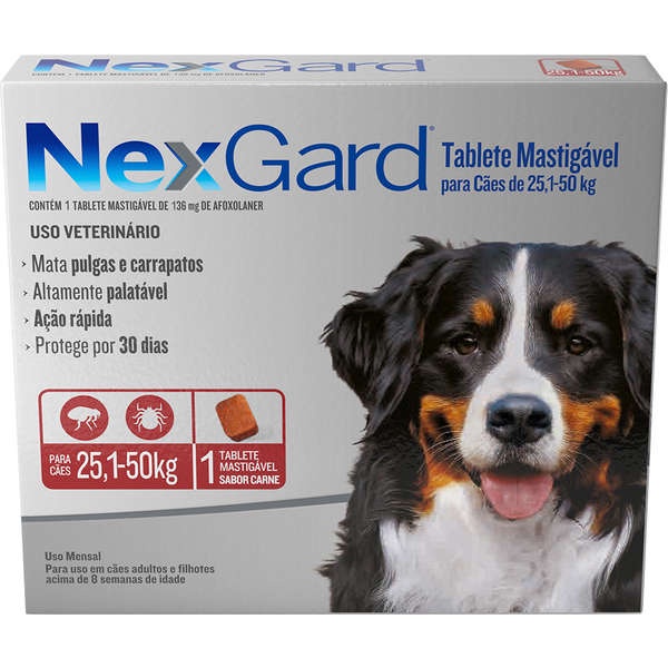 Antipulgas e Carrapatos NexGard 136mg para Cães de 25,1 a 50Kg Caixa — Informática