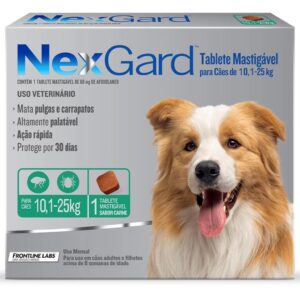 Antipulgas e Carrapatos NexGard 68mg para Cães de 10,1 a 25 Kg Caixa