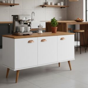 Aparador Estilo Retrô para Cantinho do Café Buffet com 3 Portas, 1