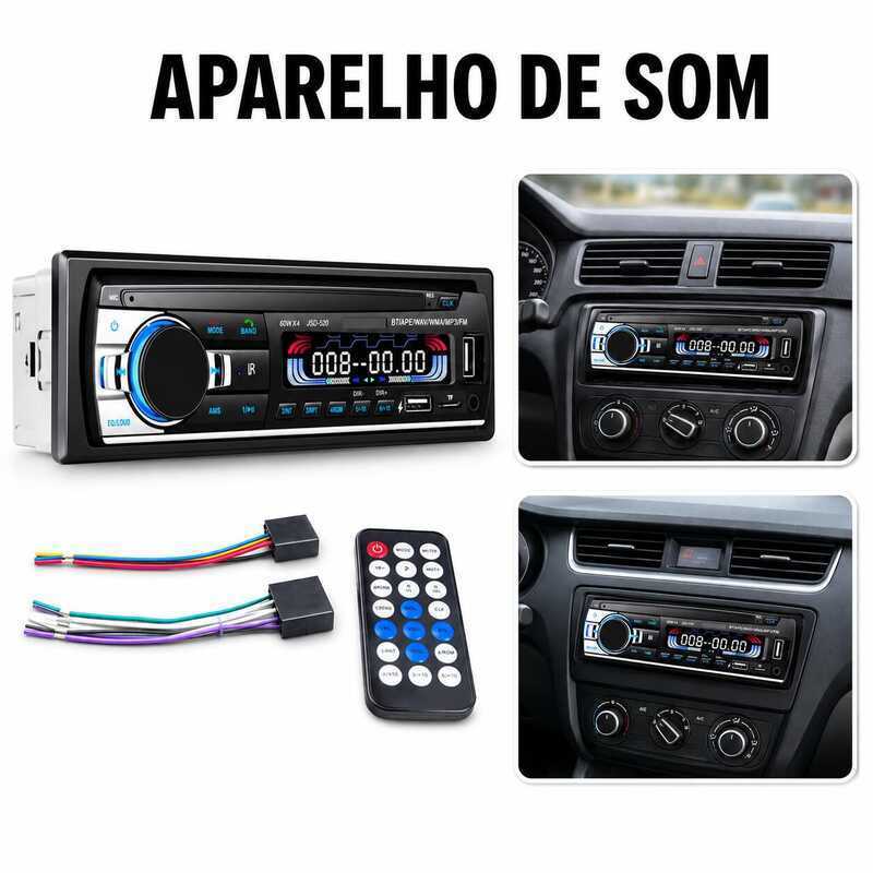 Aparelho De Som Automotivo Rádio 25W De Carro Bluetooth Pendrive SD