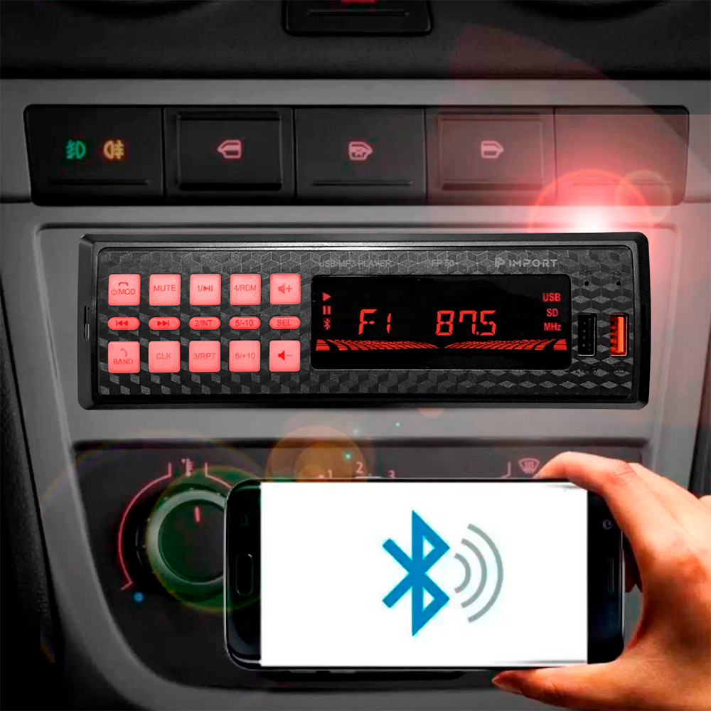 Aparelho De Som Automotivo Rádio De Carro Bluetooth Pendrive SD Rádio