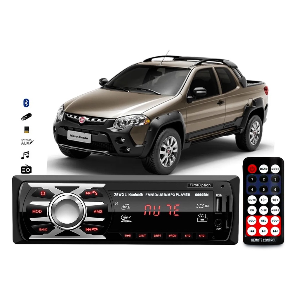 Aparelho De Som Mp3 Fiat Strada Bluetooth Pendrive Rádio — Informática