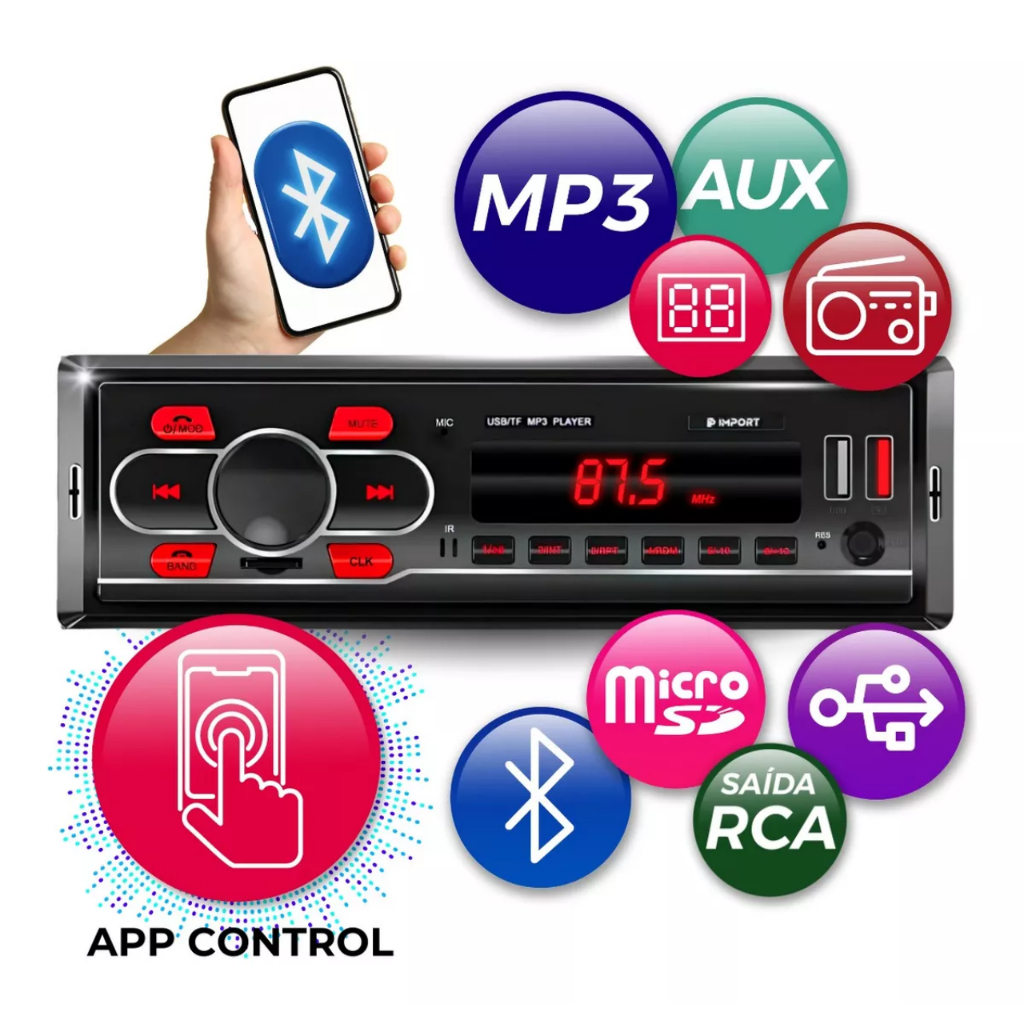 Aparelho De Som Mp3 Fiat Uno Bluetooth Pendrive Rádio