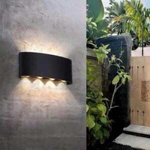 Arandela LED Meia Lua de Parede Luminária Fachos 4w 6w 8w Preta