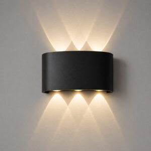 Arandela LED Meia Lua de Parede Luminária Fachos 6w Preta Branco