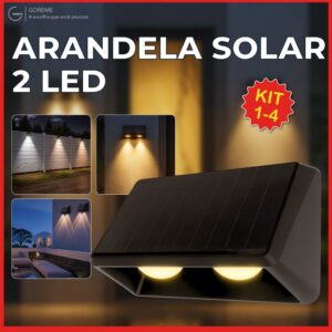 Arandela Solar Luminária 2 Led Placa Solar Embutida A Prova dágua — Decoração