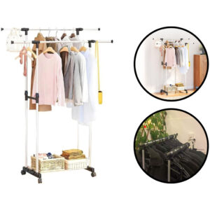 Arara Dupla Regulável Organizador Para Roupas Cabideiro Closet Com