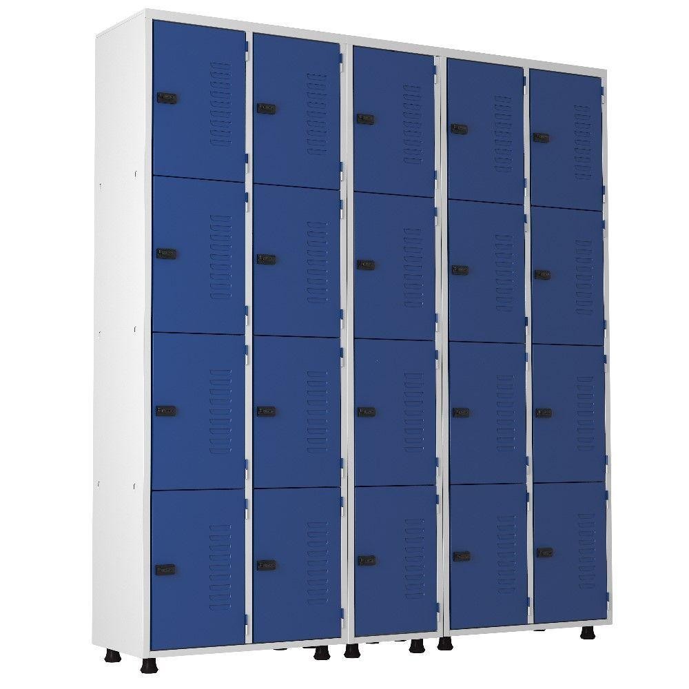 Armário Aço 20 Portas Academia Guarda Volume Trinco Azul