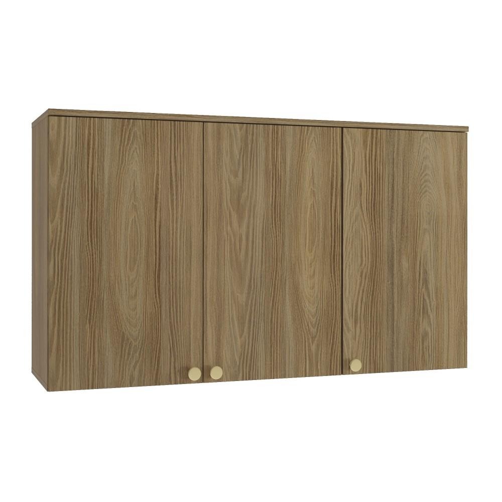 Armário Aéreo Com LED Cozinha 120 Cm 3 Portas 2 Prateleiras