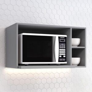 Armário Aéreo Cozinha Essência para Micro-Ondas 100% Mdf Cinza Henn