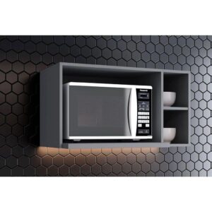 Armário Aéreo Cozinha Modulado Americana p Micro-ondas 80cm Cinza Henn