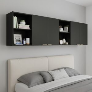 Armário Aéreo Organizador para Quarto com 4 Portas e Nicho Multiuso