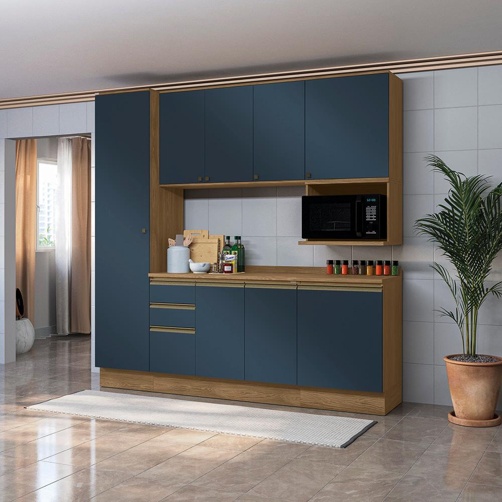 Armário de Cozinha Compacta Nicho Micro-ondas 100% Mdf 230cm Nogueira