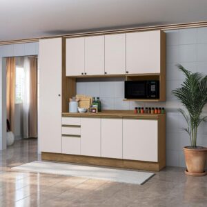 Armário de Cozinha Compacta Nicho Micro-ondas 100% Mdf 230cm Nogueira