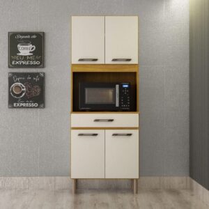 Armário De Cozinha Multiuso 4 Portas Com Espaço Micro-ondas Cinamomo