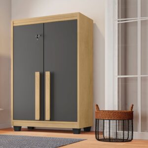 Armário Multiuso com 2 Portas com Chave 3 Prateleiras para Lavanderia